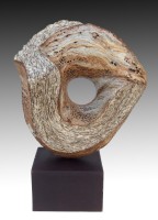 ACINIPO by Juan Ramon Gimeno - Ceramic Sculpture (2012)  c 15. 3/4" x 9" x  15. 3/4" total height 18.3/4" Wood stand (Red Oak) 8" x 6.3/4" x 3“  