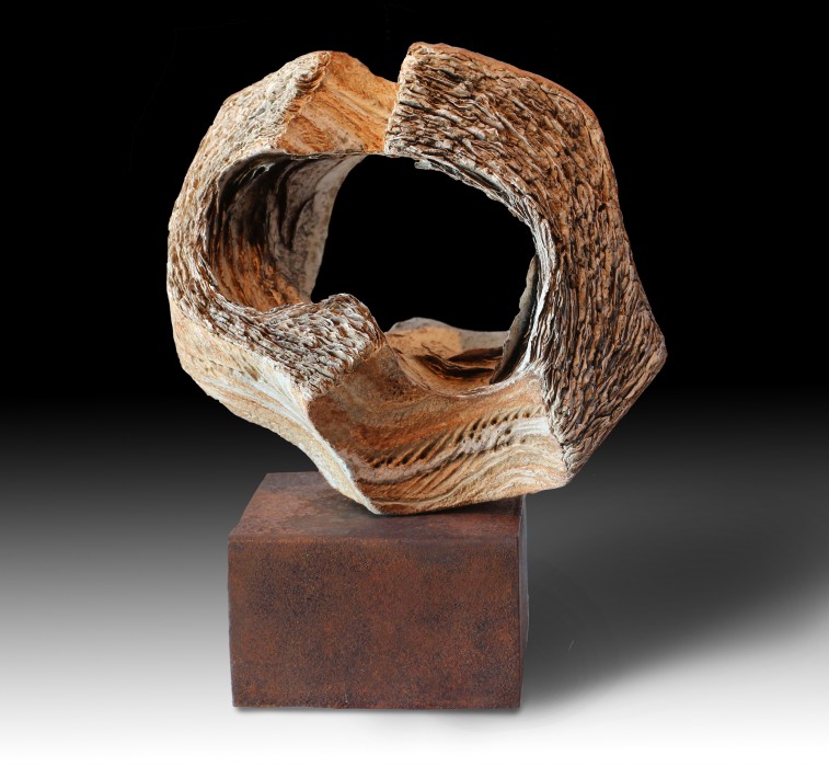 DESAIRE (Snub) by Juan Ramon Gimeno - Ceramic Sculpture (2012) 14.9/16”  x 13” x 7.1/16” Corten steel b. 13” x 7.11/16” x 4.3/4” 