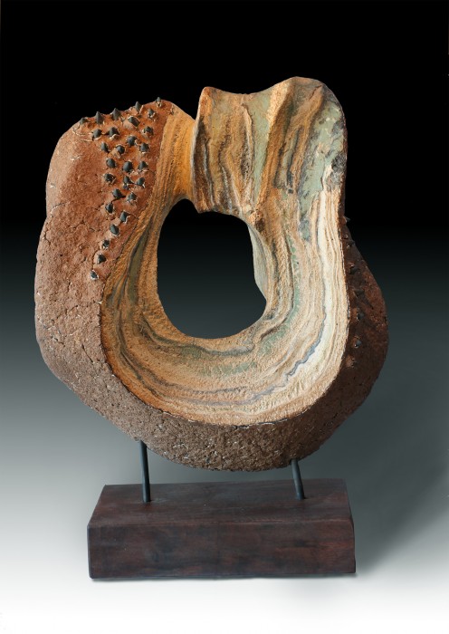 IGUALEJA by Juan Ramon Gimeno - Ceramic: 19.11/16” x 21.5/8” x 9.7/16” Wood base AVAILABLE $5,500