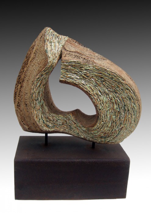 BARBECHO (fallow) by Juan Ramon Gimeno - Ceramic Sculpture (2012)  14.9/16” x 13"x7" corten steel b. 13"x7.11/16"x4.3/4" total height 19.1/4”  