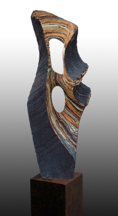 SIROCO  bay Juan Ramon Gimeno- Ceramic Sculpture (2003) Ceramic:. 31.1/16” x 11.13/16” x 7.1/2” iron b.35.7/16” x 7.7/8” x 7.7/8” total height 66.15/16” 
